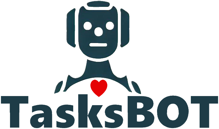 tasksbot logo corazon texto